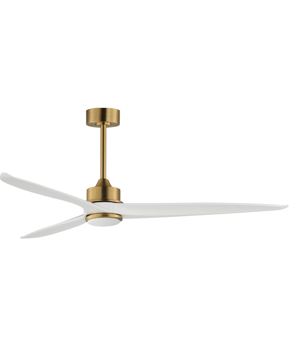 Woodwind 80 inch Solid Wood Blade Fan W LED Light Kit Natural Aged Brass