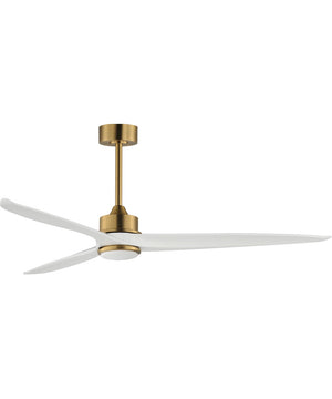 Woodwind 80 inch Solid Wood Blade Fan W LED Light Kit Natural Aged Brass