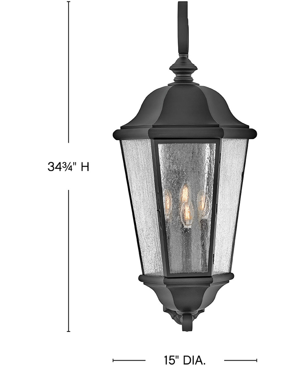 Edgewater 4-Light Extra Large Wall Mount Lantern in Black