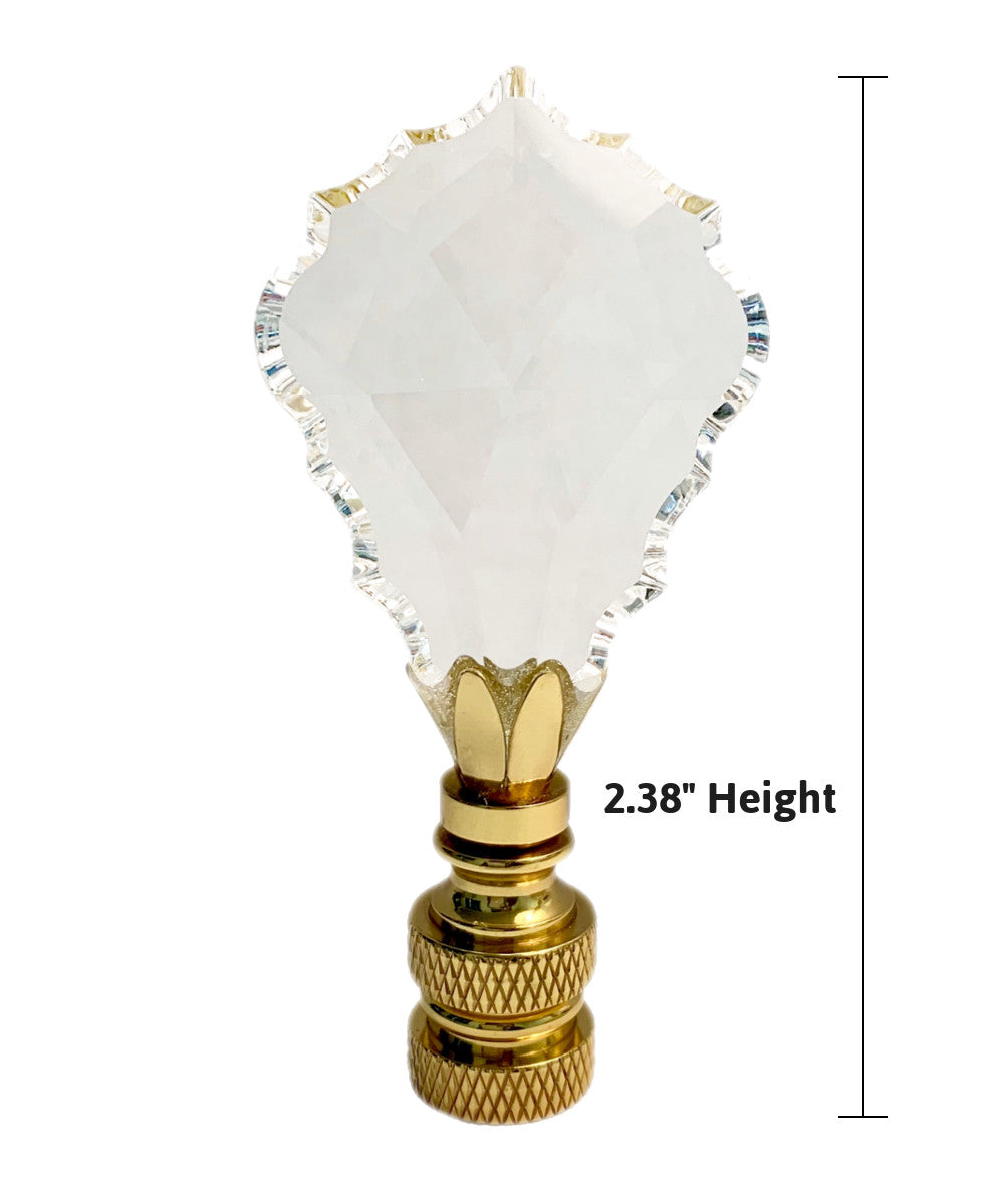 Crystal Gothic Cross Lamp Finial Polished Brass Knurled Base 2.75"h