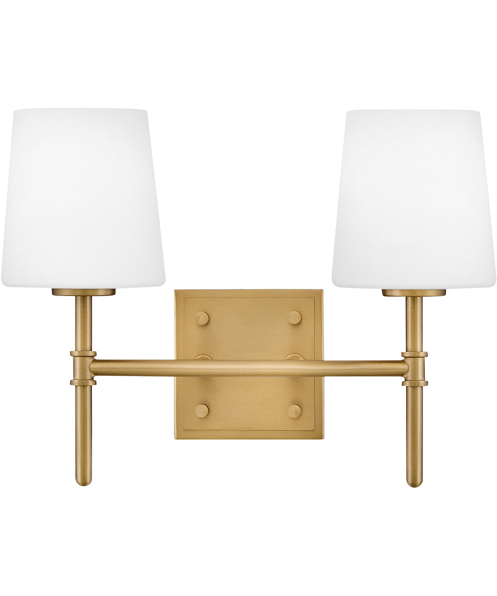 Saunders 2-Light Small Two Light Vanity in Lacquered Brass