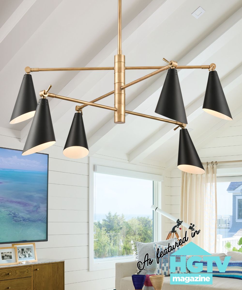 Luca 6-Light chandelier  Natural Brass / Matte Black