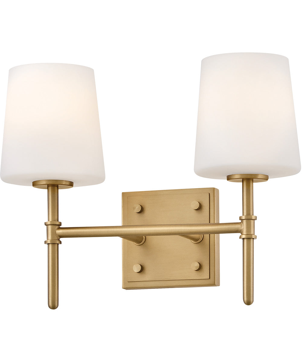 Saunders 2-Light Small Two Light Vanity in Lacquered Brass