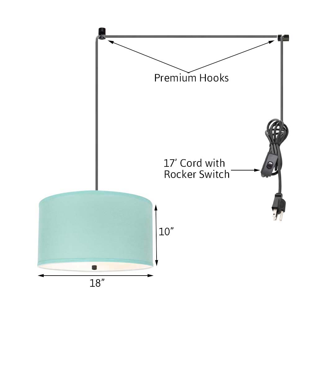 2 Light Swag Plug-In Pendant 18"w Island Paradise Blue with Diffuser, Black Cord