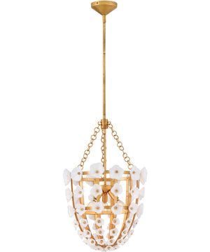 Azalea 3-Light Large Pendant in Distressed Brass