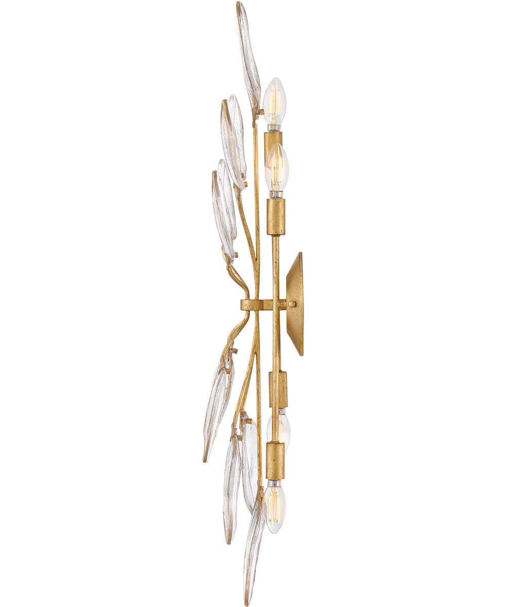 Amira 4-Light Large Four Light Sconce in Distressed Brass