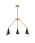 Luca 38'' Wide 3-Light Chandelier - Natural Brass/Black