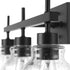 Bunbury 5-Piece All-in-One Bathroom Set, Matte Black, 3-Light Vanity Light with Seeded Glass Shades, Towel Bar, Towel Ring, Robe Hook, Toilet Paper Holder