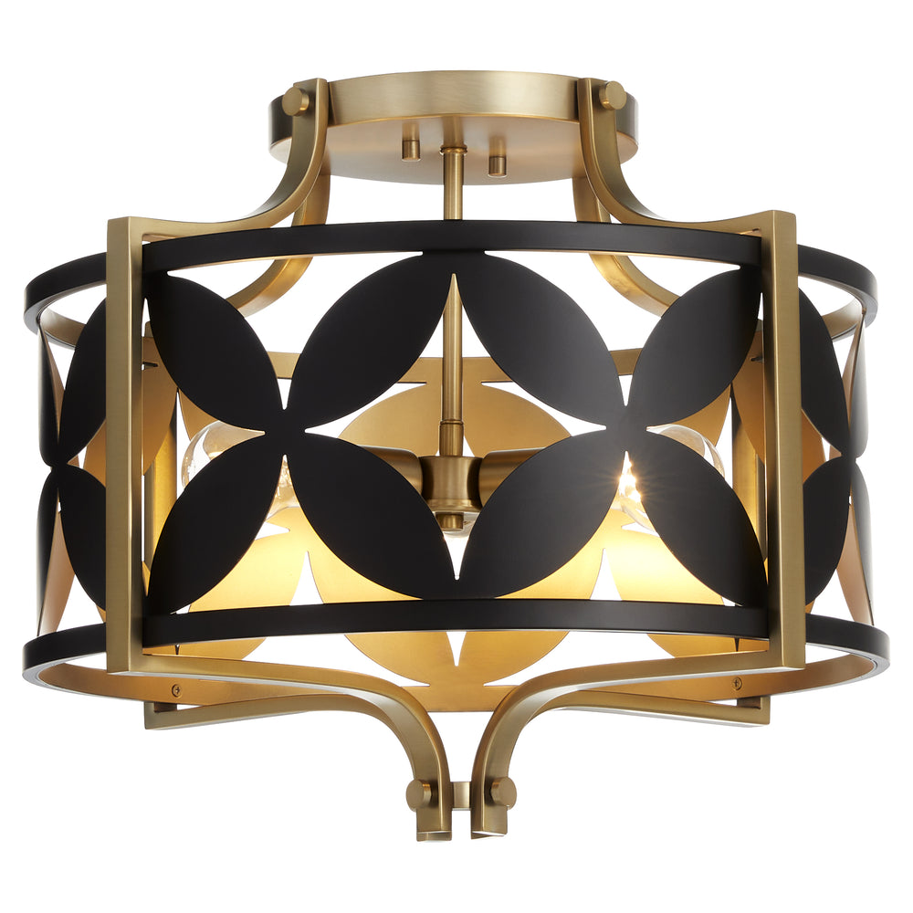 Mariposa 3-light Pendant Matte Black w/Aged Brass