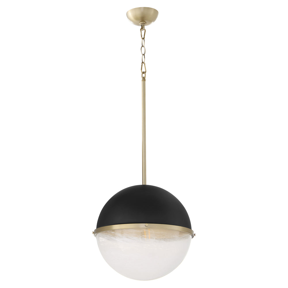 1-light Pendant Textured Black w/ Aged Brass