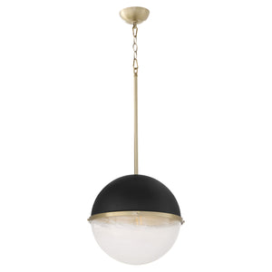 1-light Pendant Textured Black w/ Aged Brass