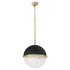 1-light Pendant Textured Black w/ Aged Brass