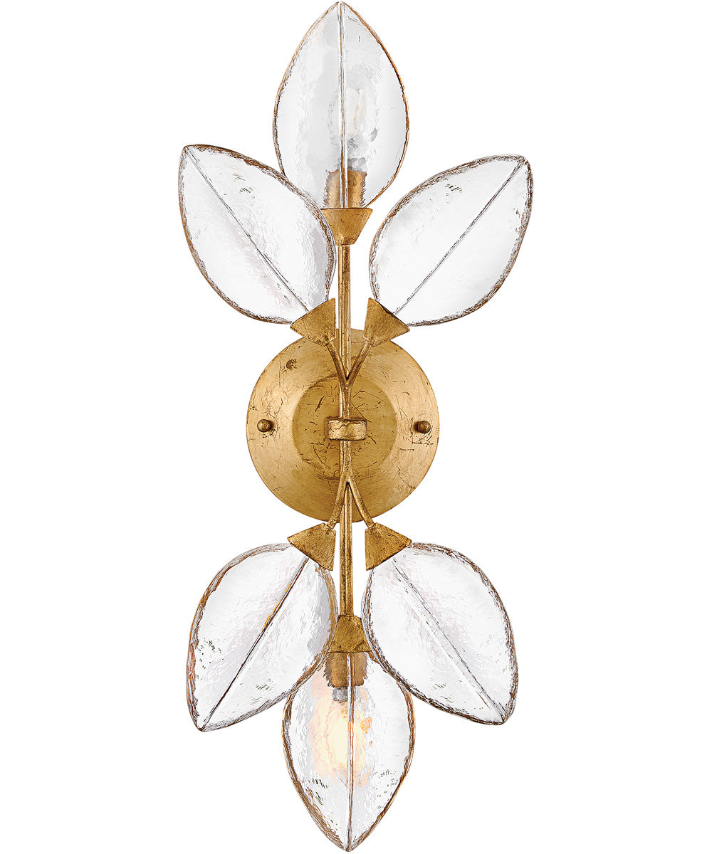 Amira 2-Light Large Two Light Sconce in Distressed Brass