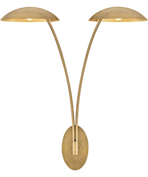 Glenn 2-Light Large Two Light Sconce in Heritage Brass