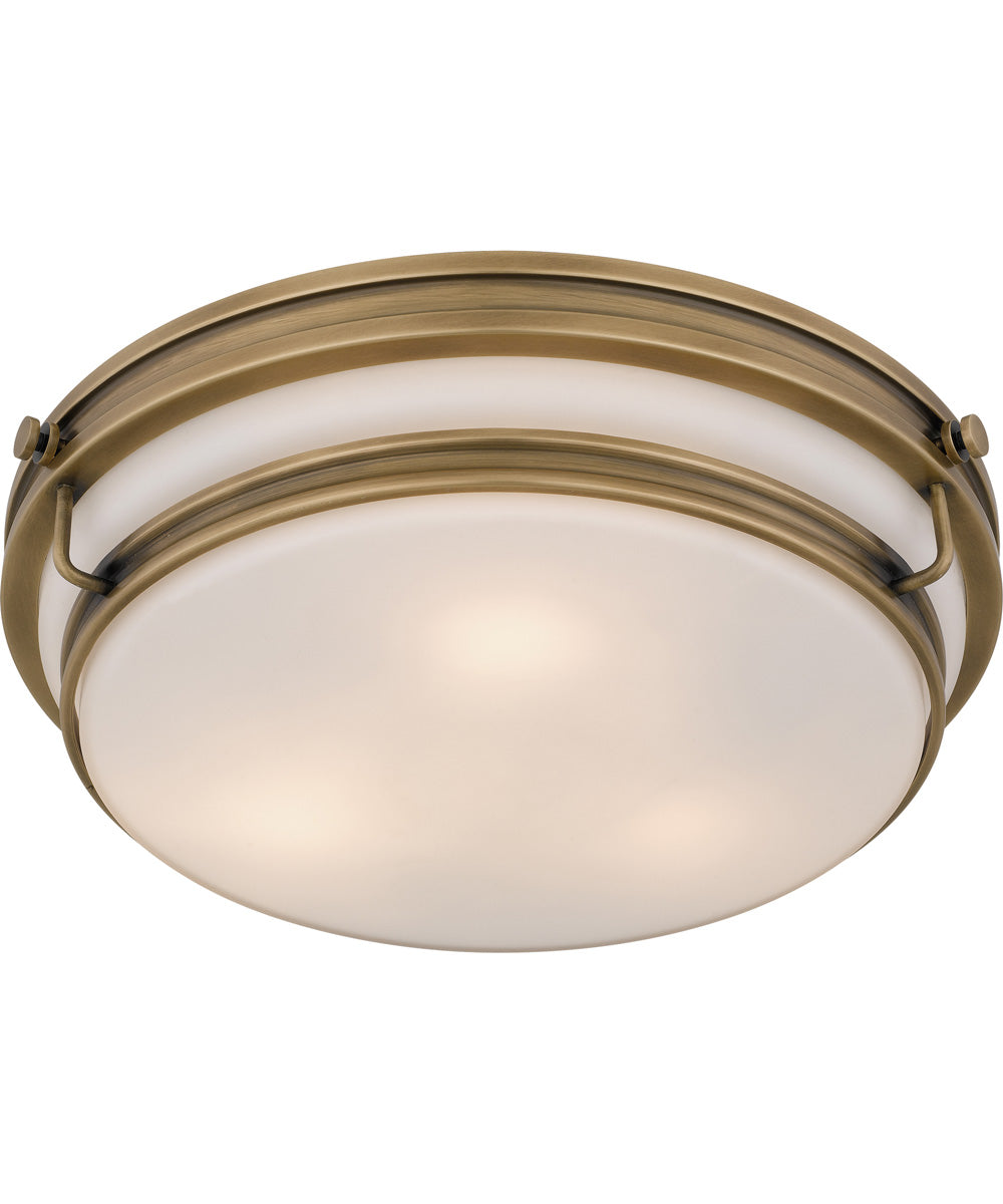 Quoizel Flush Mount Medium 3-light Flush Mount Weathered Brass