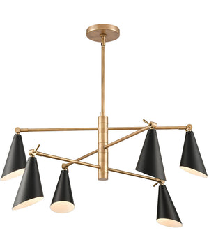 Luca 6-Light chandelier  Natural Brass / Matte Black