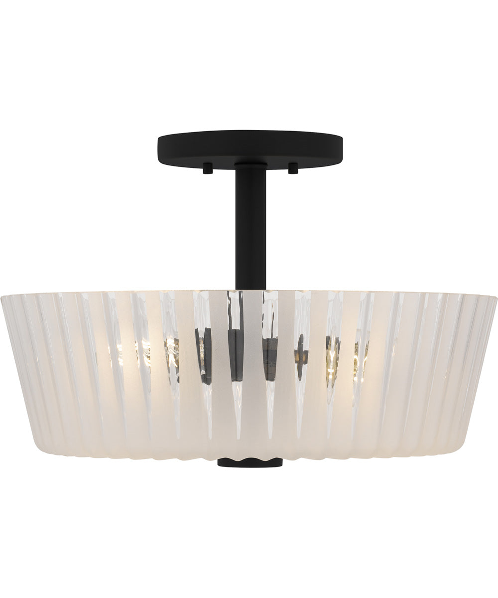 Gray Medium 3-light Semi Flush Mount Matte Black