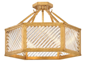 Sura 4-Light Medium Semi-Flush Mount in Distressed Brass