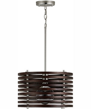 Dalton 1-Light Pendant Dark Wood and Polished Nickel