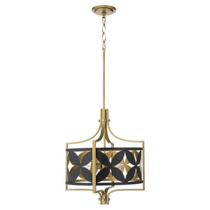 Mariposa 3-light Pendant Matte Black w/Aged Brass