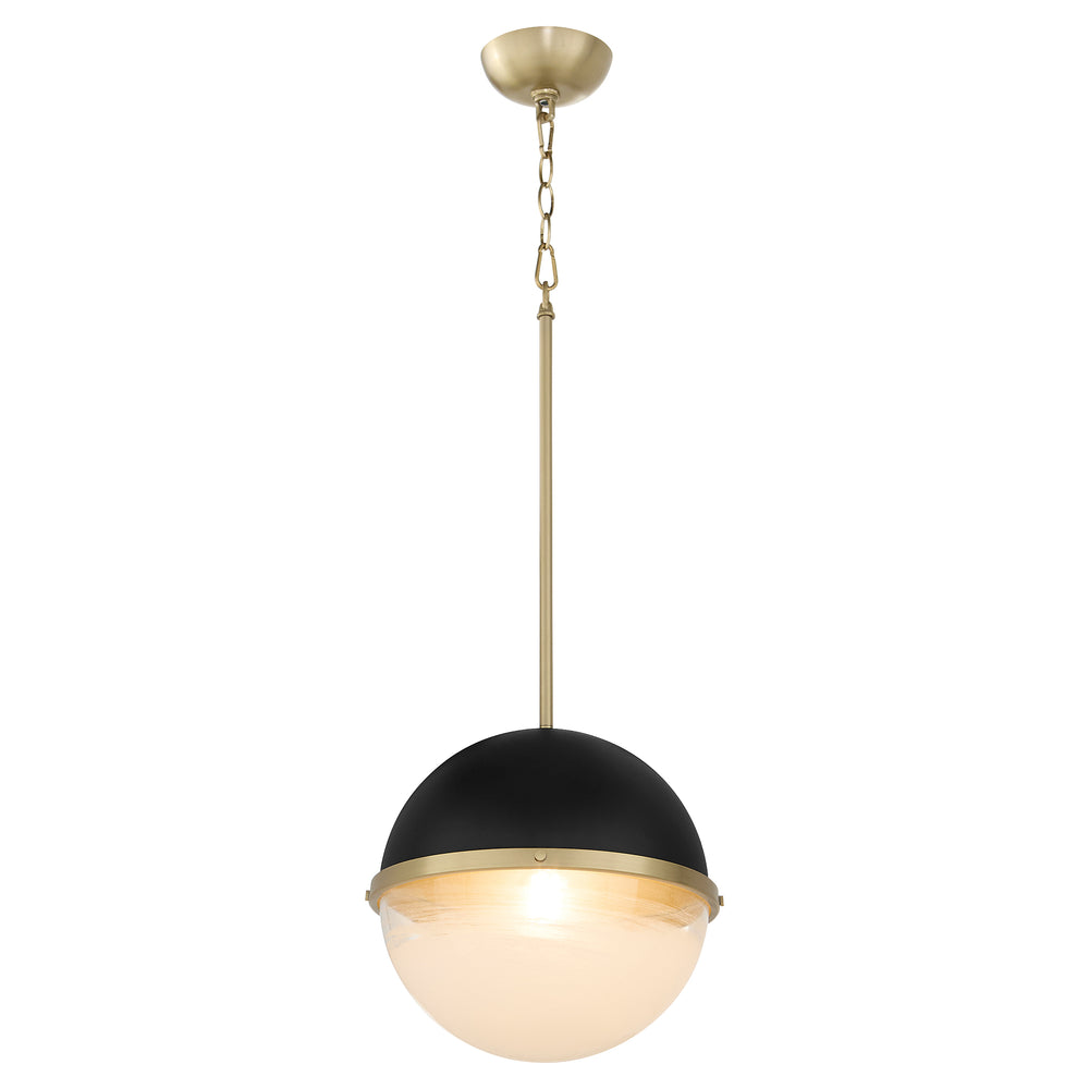 1-light Pendant Textured Black w/ Aged Brass