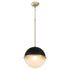 1-light Pendant Textured Black w/ Aged Brass