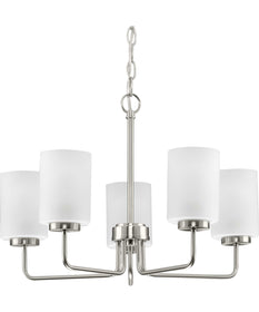 Merry 5-Light Etched Glass Transitional Style Chandelier Light Brushed Nickel