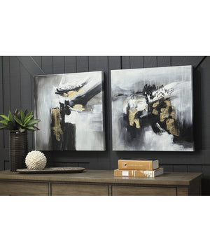 24"H Jerrin Wall Art Set (2/CN) Black/White/Gold