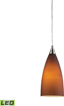 5"W Vesta 1-Light LED Pendant Satin Nickel/Tobacco Glass