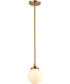 Beverly Hills 1-Light Mini Pendant Satin Brass/White Feathered Glass