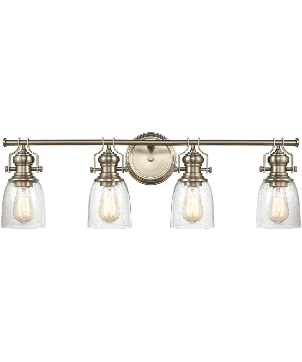 Chadwick 4-Light Vanity-Light Satin Nickel/Seedy Glass