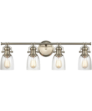 Chadwick 4-Light Vanity-Light Satin Nickel/Seedy Glass