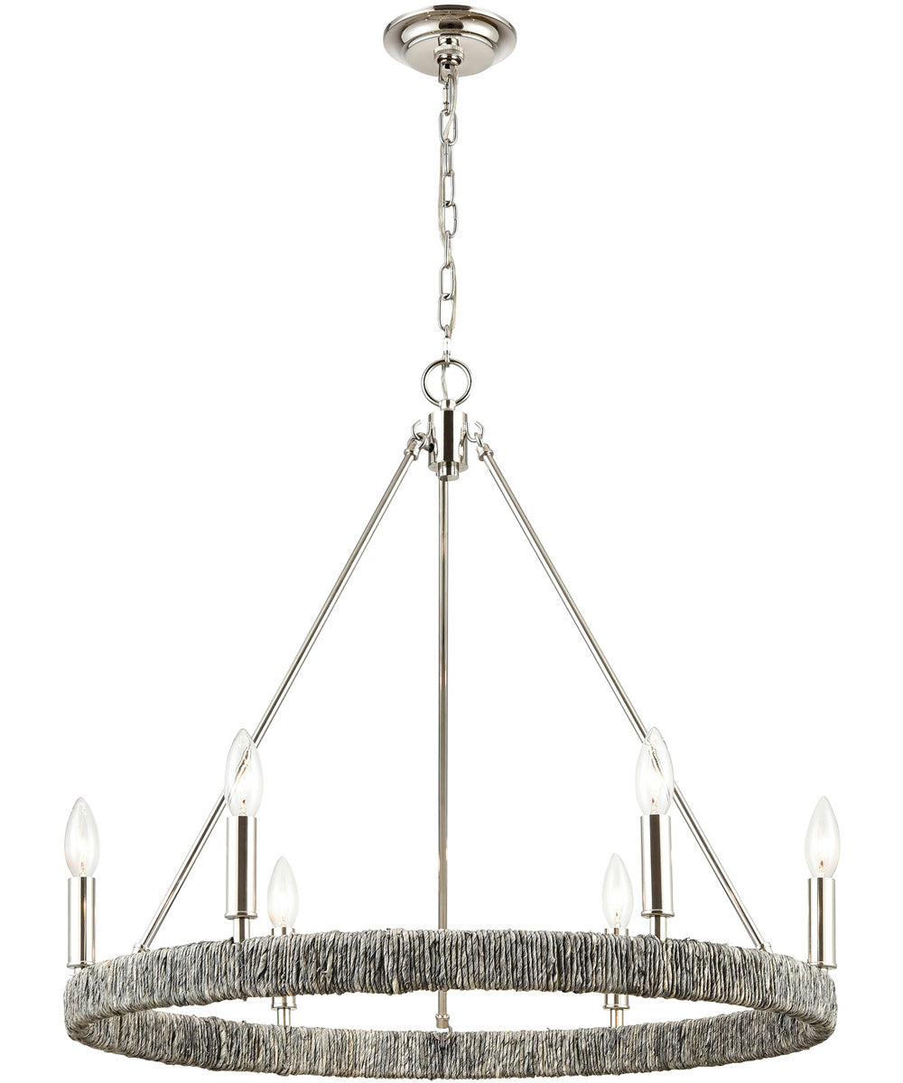 Abaca 6-Light chandelier  Polished Nickel