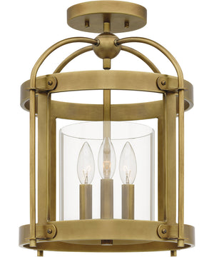 McPherson 3-light Semi Flush Mount Weathered Brass