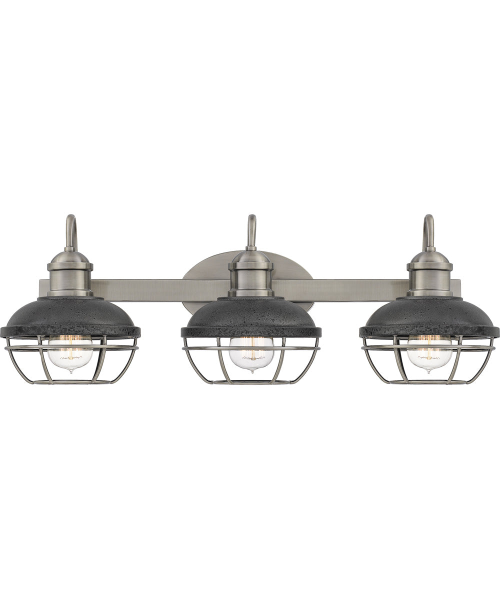 Sandpiper Large 3-light Bath Light Antique Polished Nickel