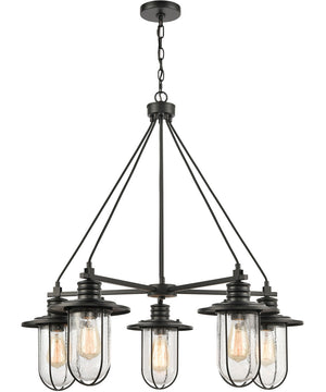 Lakeshore Drive 5-Light Chandelier Matte Black/Seedy Glass