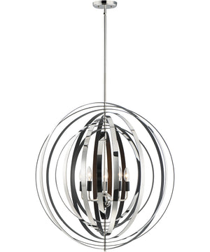 30"W Radial 5-Light Chandelier Polished Nickel / Black