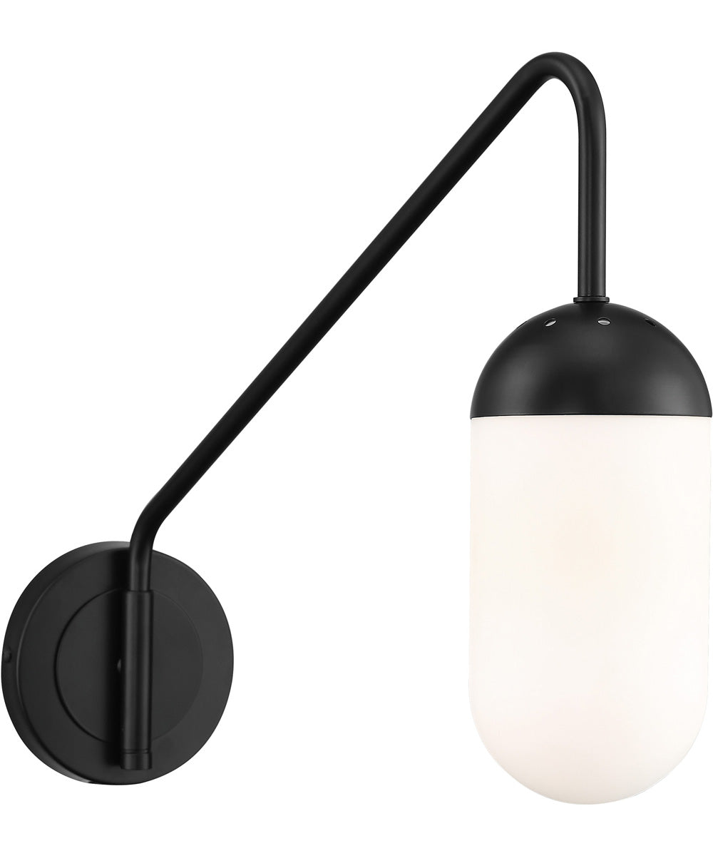 Firefly 1-Light Wall Lamp Black/Glass Shade