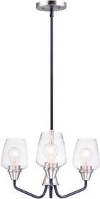 19"W Goblet 3-Light Chandelier Black / Satin Nickel