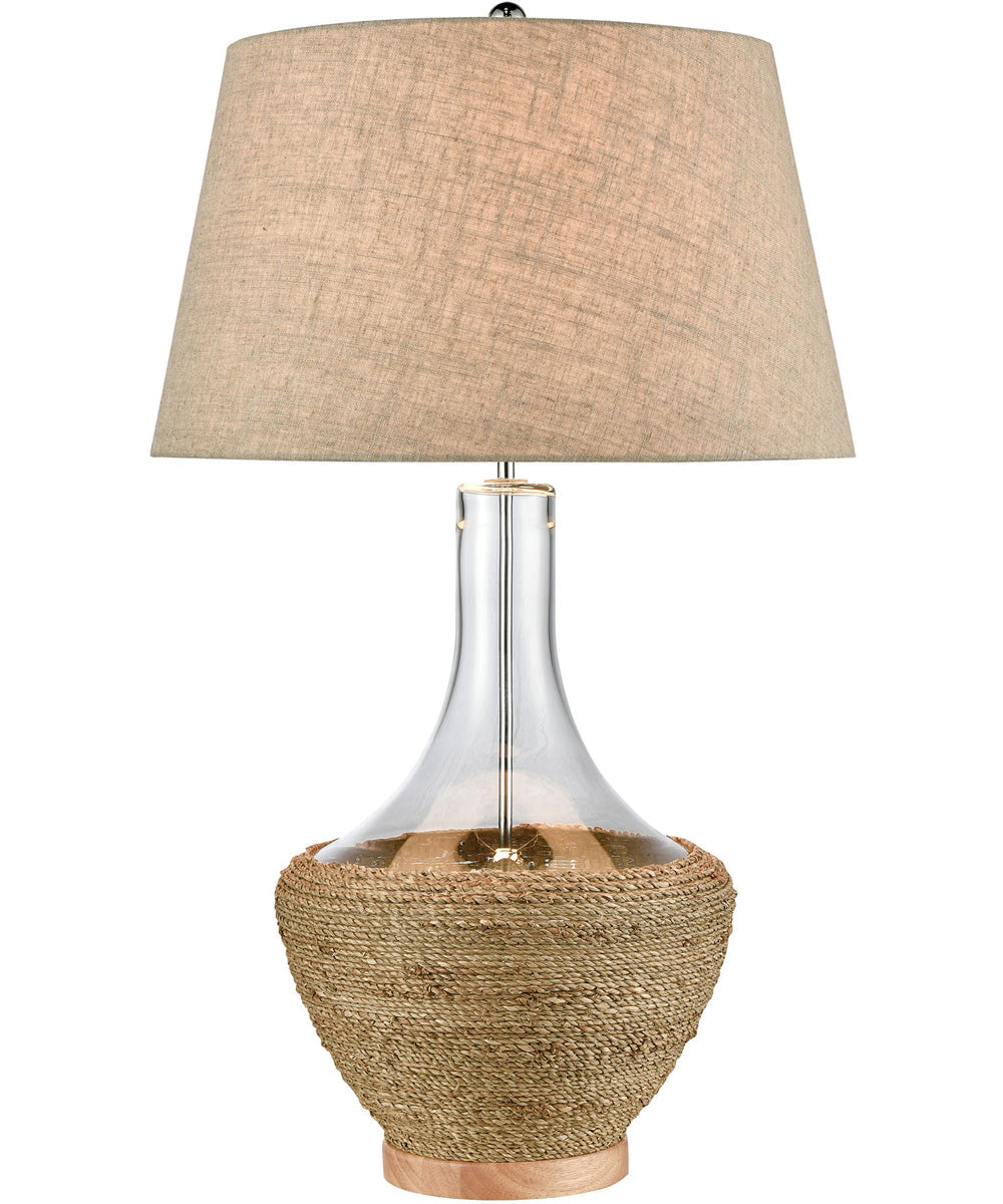 Twined Table Lamp Clear/Natural Finish/a Sand-colored Linen Shade