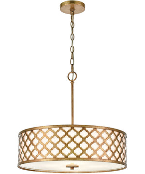 Arabesque 4-Light Chandelier Bronze Gold/White Fabric Shade