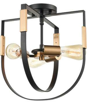 Heathrow 3-Light Semi Flush Matte Black/Satin Brass