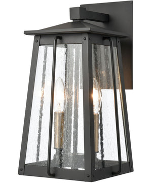 Kirkdale 2-Light Outdoor Sconce  Matte Black / Natural Brass