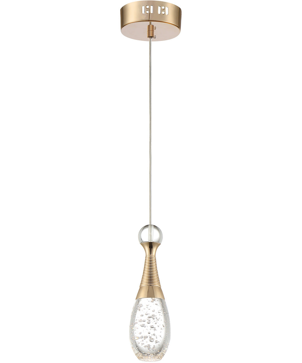 Glain 1-Light Led Pendant Champagne Gold/Clear Glass