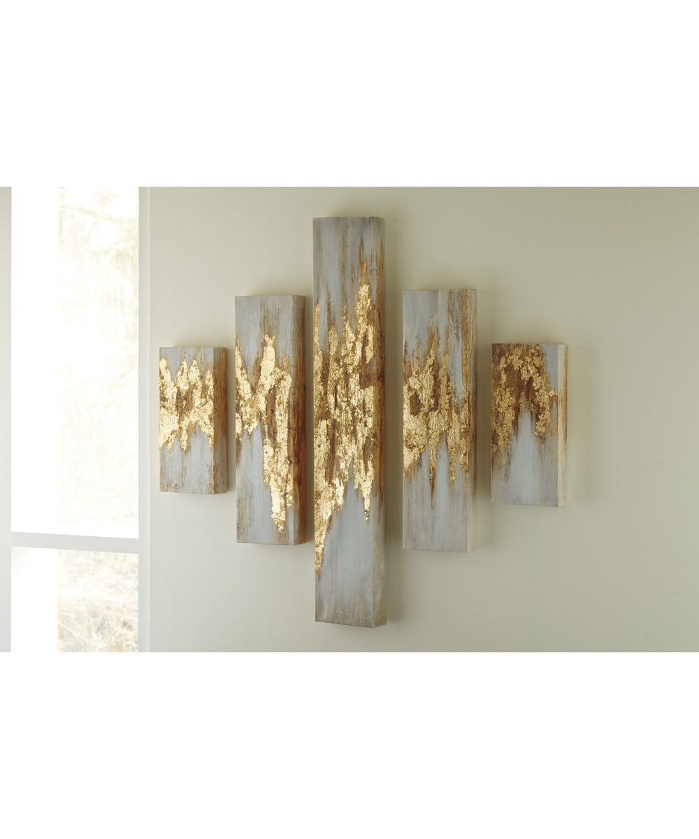 47"H Devlan Wall Art Set of 5 Gold/White