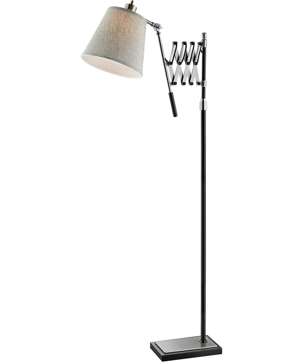 Caprilla 1-Light Extendable Floor Lamp Brushed Nickel/Black/L.Grey Fabric Shade