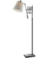 Caprilla 1-Light Extendable Floor Lamp Brushed Nickel/Black/L.Grey Fabric Shade