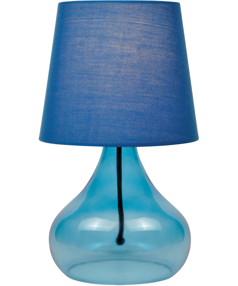 Jamie 1-Light Table Lamp Blue Glass Body/Blue Fabric Shade