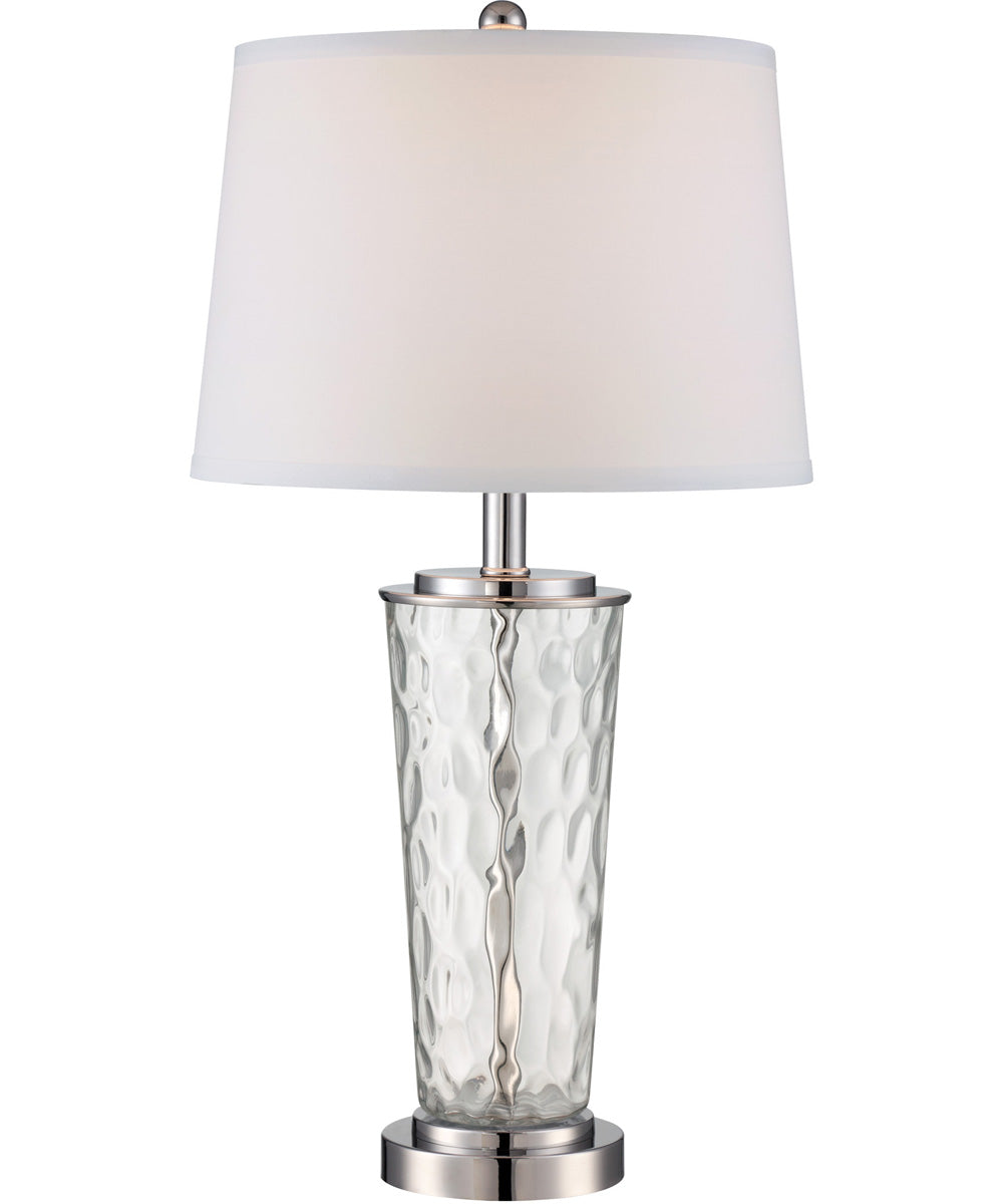 Godivo 1-Light Table Lamp Ps/Clear Gls Body/White Fabric