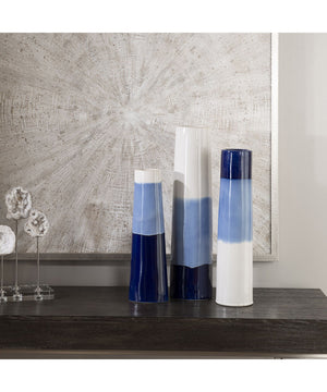 Sconset White & Blue Vases, Set of 3